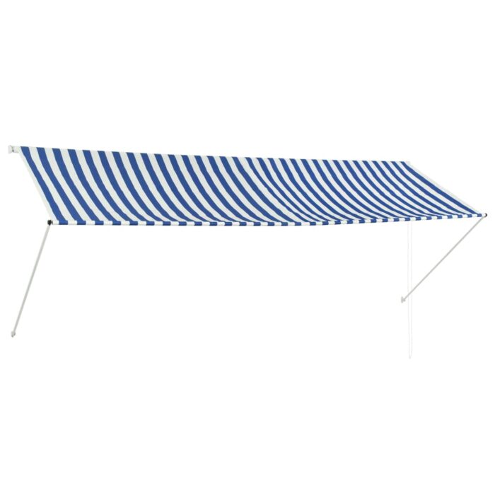 Auvent rétractable 350x150 cm Bleu et blanc – Image 1