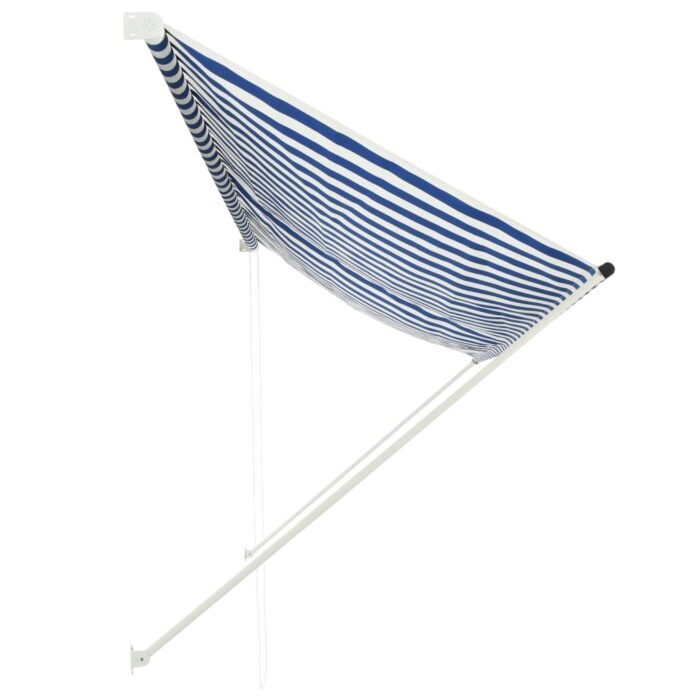 Auvent rétractable 350x150 cm Bleu et blanc – Image 2