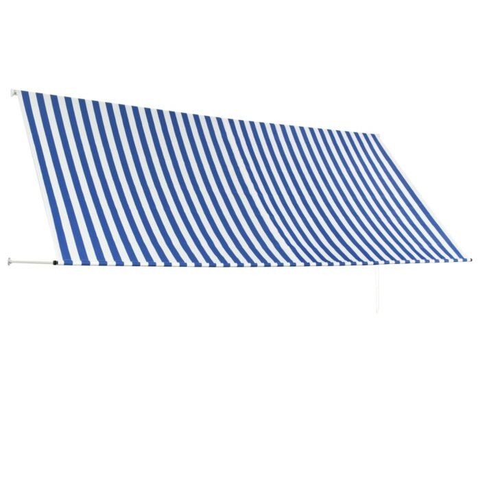 Auvent rétractable 350x150 cm Bleu et blanc – Image 3