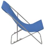 Chaises de plage pliables lot de 2 Acier et tissu oxford Bleu – Image 3