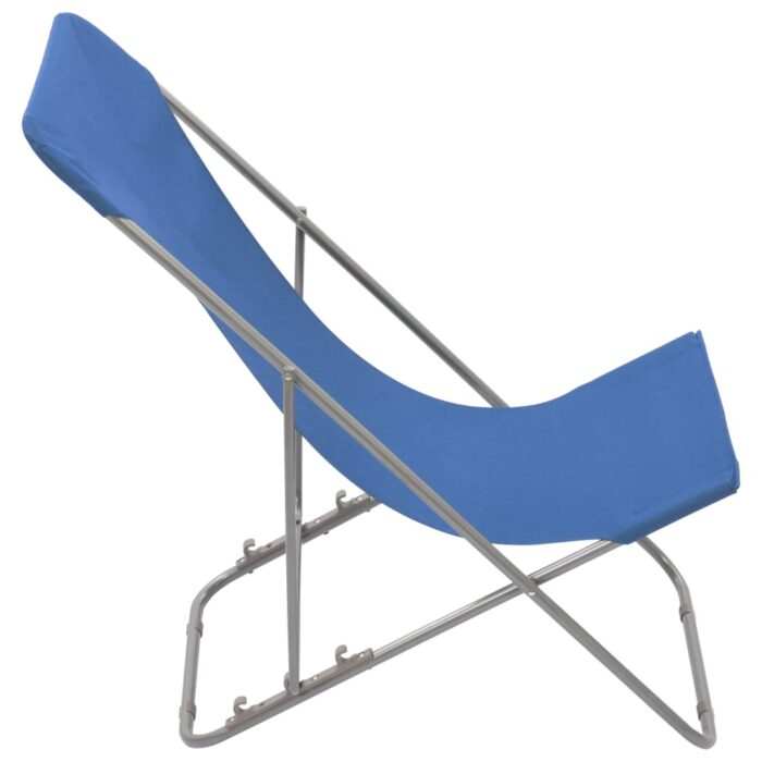 Chaises de plage pliables lot de 2 Acier et tissu oxford Bleu – Image 3