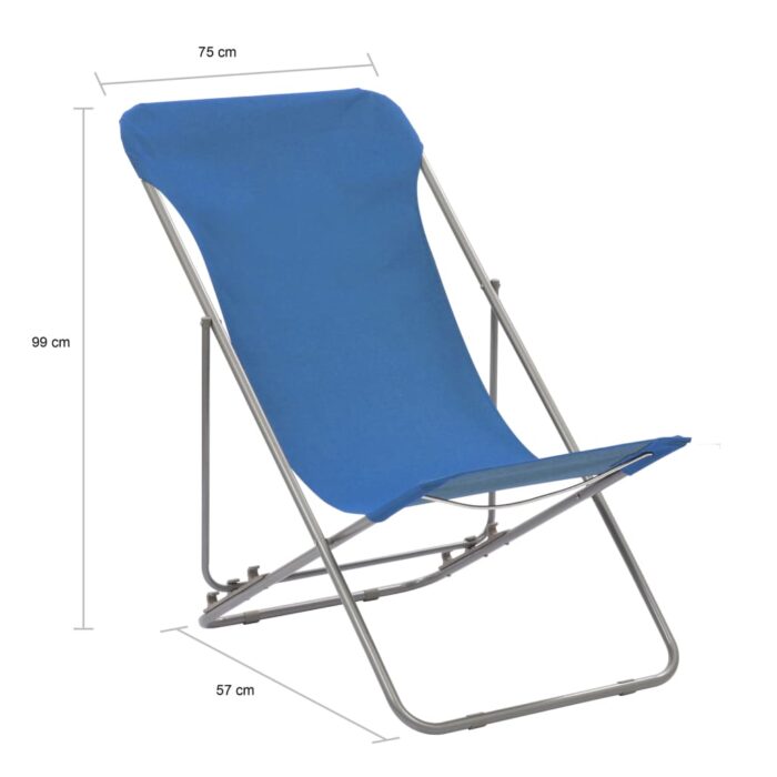Chaises de plage pliables lot de 2 Acier et tissu oxford Bleu – Image 9