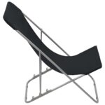 Chaises de plage pliables lot de 2 Acier et tissu oxford Noir – Image 3