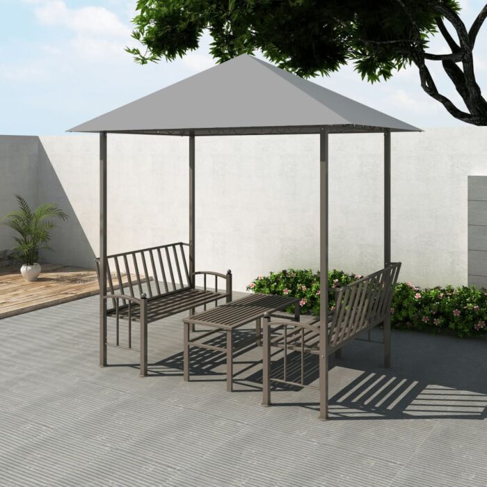 Chapiteau de jardin avec table et bancs 2,5x1,5x2,4m Anthracite – Image 1