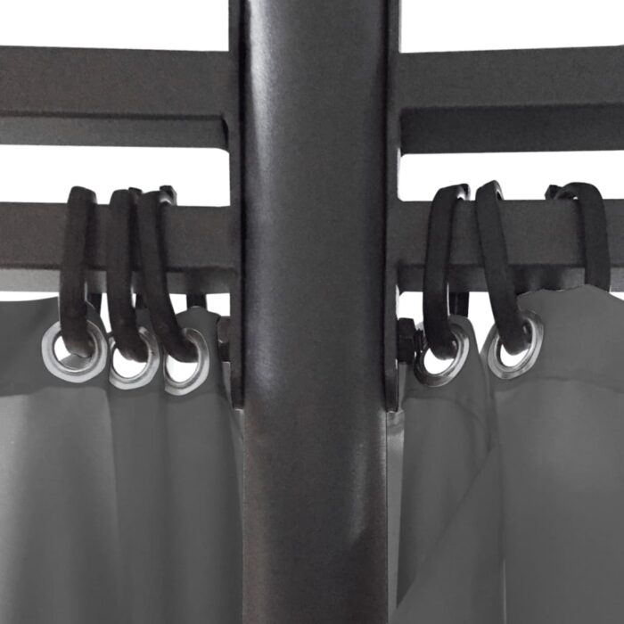 Belvédère avec rideaux Rond 3,5 x 2,7 m Anthracite – Image 3