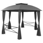Chapiteau tente de jardin avec rideaux Hexagonal 360 x 265 cm – Image 2
