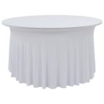 Nappes élastiques de table avec jupon 2 pcs 150x74 cm Blanc