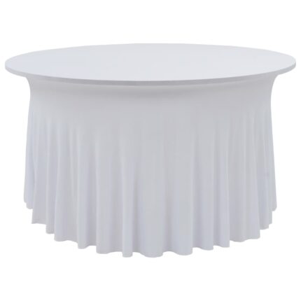 Nappes élastiques de table avec jupon 2 pcs 150x74 cm Blanc