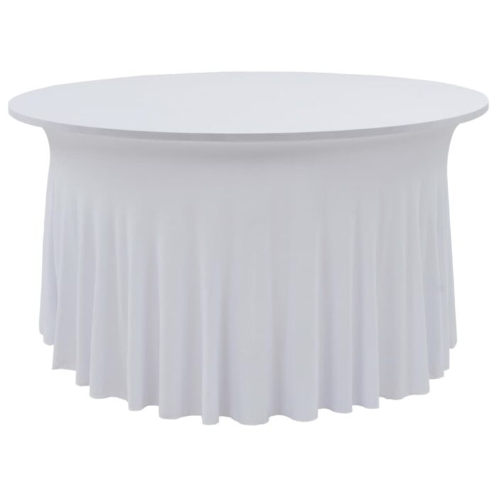 Nappes élastiques de table avec jupon 2 pcs 150x74 cm Blanc – Image 1
