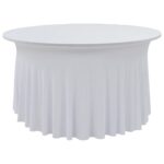 Nappes élastiques de table avec jupon 2 pcs 180x74 cm Blanc