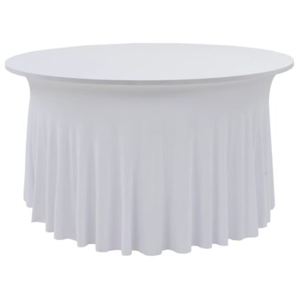 Nappes élastiques de table avec jupon 2 pcs 180x74 cm Blanc