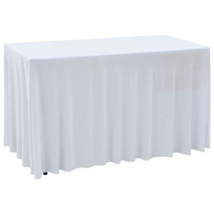 Nappes élastiques de table avec jupon 2 pcs 243x76x74cm Blanc