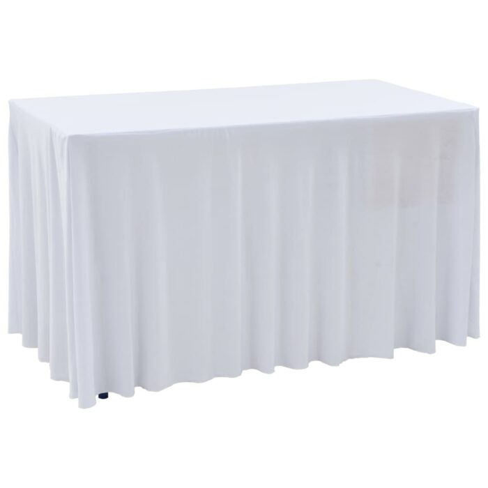 VXL8718475706175_a_en_hd_1.jpg Nappes élastiques de table avec jupon 2 pcs 243x76x74cm Blanc – Image 1