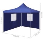 Tente pliable avec 2 parois 3 x 3 m Bleu – Image 8