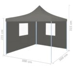 Tente de réception escamotable avec 2 parois 3x3 m Anthracite – Image 8