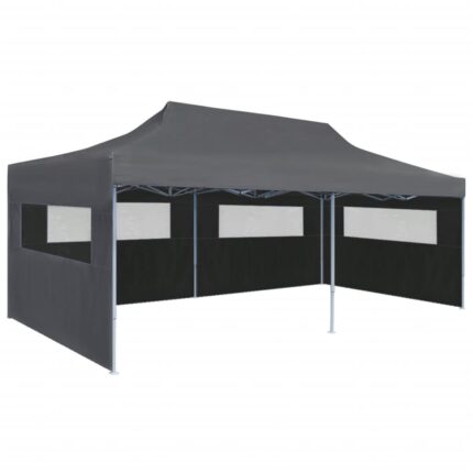Tente de réception pliable avec parois 3x6 m anthracite
