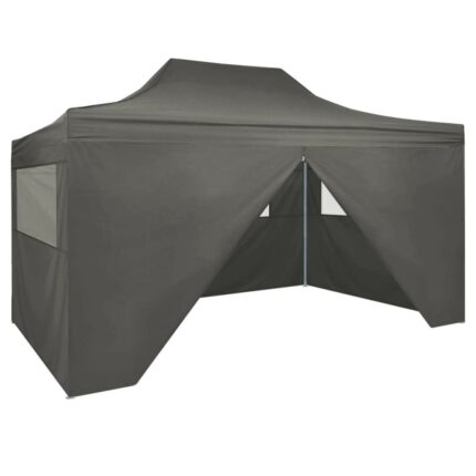 Tente pliable avec 4 parois latérales 3 x 4,5 m Anthracite