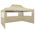 Tente pliable avec 3 parois 3 x 4,5 m Crème