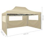 Tente pliable avec 3 parois 3 x 4,5 m Crème – Image 8