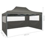 Tente pliable avec 3 parois 3 x 4,5 m Anthracite – Image 8