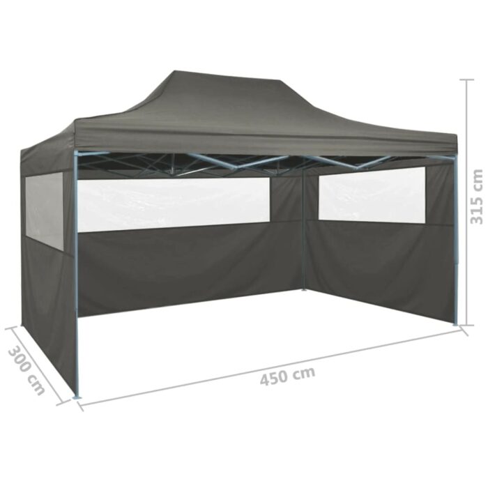 Tente pliable avec 3 parois 3 x 4,5 m Anthracite – Image 8