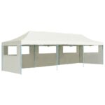 Tente de réception pliable escamotable avec 5 parois 3x9m crème