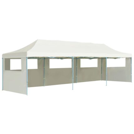 Tente de réception pliable escamotable avec 5 parois 3x9m crème
