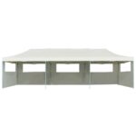 Tente de réception pliable escamotable avec 5 parois 3x9m crème – Image 3