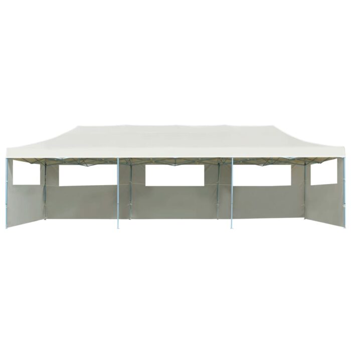 Tente de réception pliable escamotable avec 5 parois 3x9m crème – Image 3