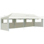 Tente de réception pliable escamotable avec 5 parois 3x9m crème – Image 9