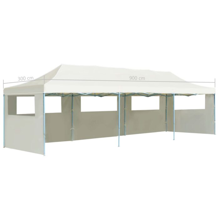 Tente de réception pliable escamotable avec 5 parois 3x9m crème – Image 9