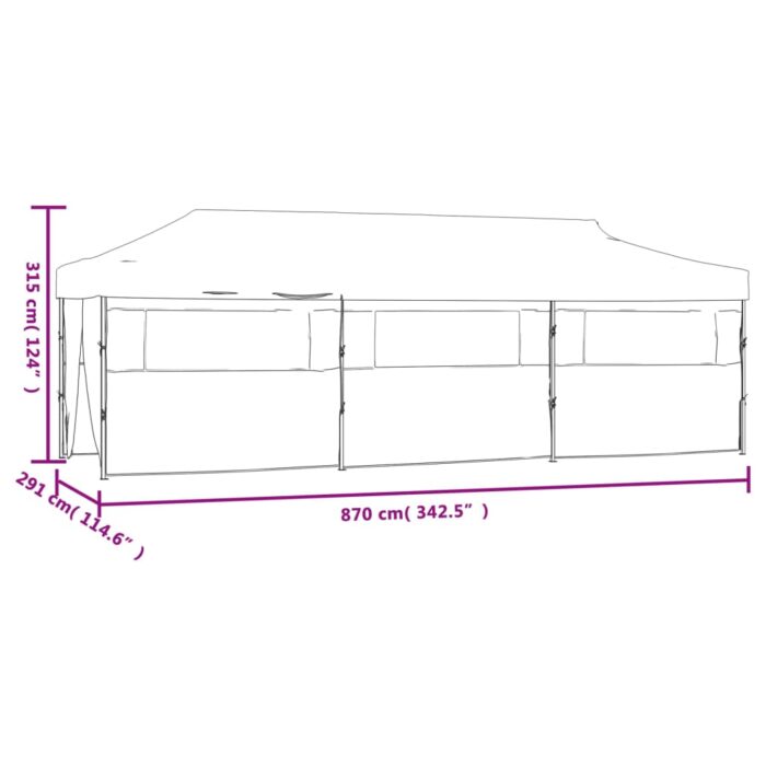 Tente de réception pliable avec 8 parois 3x9 m Blanc cassé – Image 12