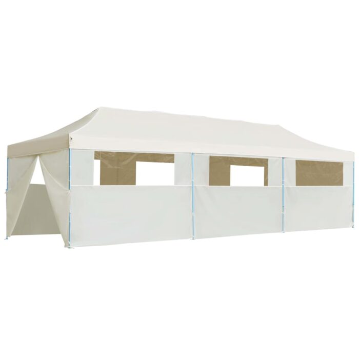 Tente de réception pliable avec 8 parois 3x9 m Blanc cassé – Image 3