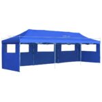 Tente de réception pliable avec 5 parois 3x9 m Bleu – Image 10