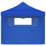 Tente de réception pliable avec 5 parois 3x9 m Bleu – Image 5