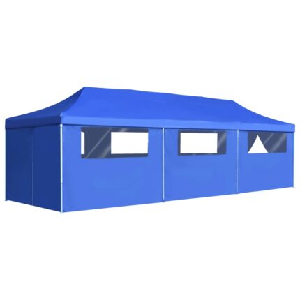Tente de réception pliable avec 8 parois 3x9 m Bleu
