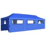 Tente de réception pliable avec 8 parois 3x9 m Bleu – Image 4