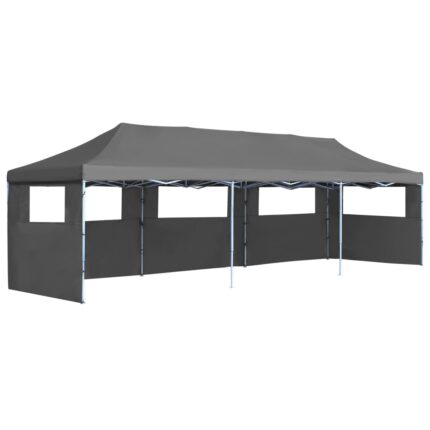 Tente de réception pliable avec 5 parois 3 x 9 m Anthracite