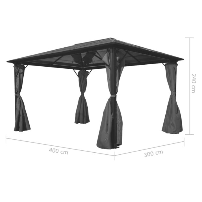 Chapiteau avec rideau Anthracite Aluminium 400 x 300 cm – Image 4