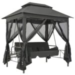 Balancelle convertible à auvent Anthracite 220x160x240 cm Acier