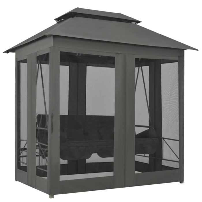 Balancelle convertible à auvent Anthracite 220x160x240 cm Acier – Image 3