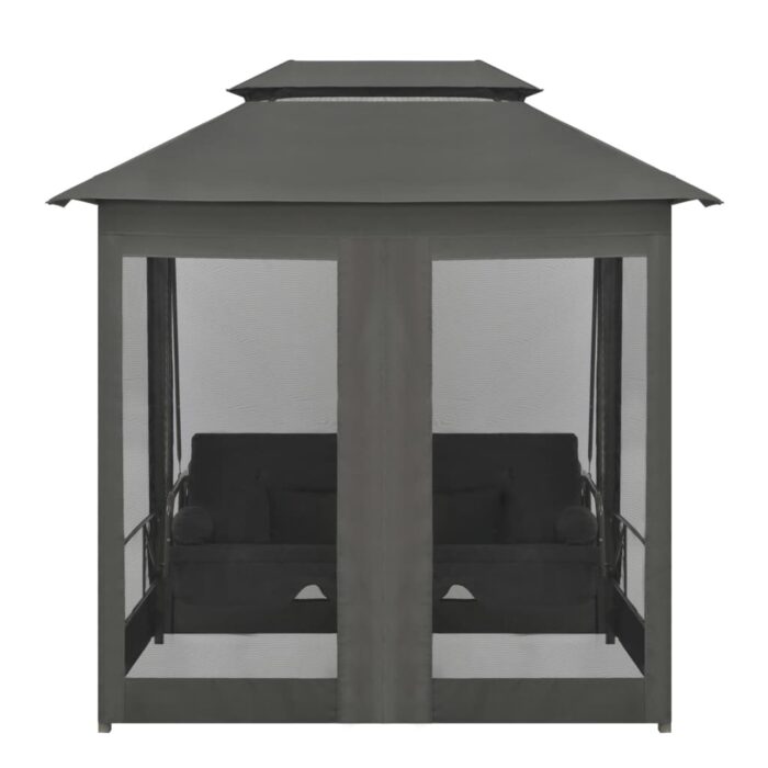 Balancelle convertible à auvent Anthracite 220x160x240 cm Acier – Image 4