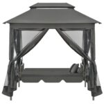Balancelle convertible à auvent Anthracite 220x160x240 cm Acier – Image 5