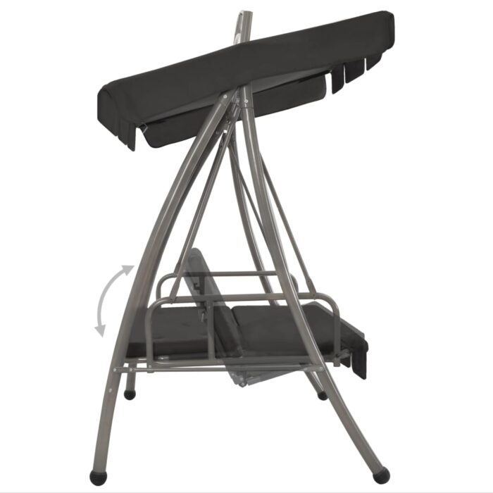 Balancelle convertible à auvent Anthracite 198x120x205 cm Acier – Image 2