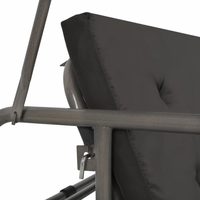Balancelle convertible à auvent Anthracite 198x120x205 cm Acier – Image 5