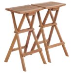 Tabourets de bar pliables lot de 2 Bois de teck massif