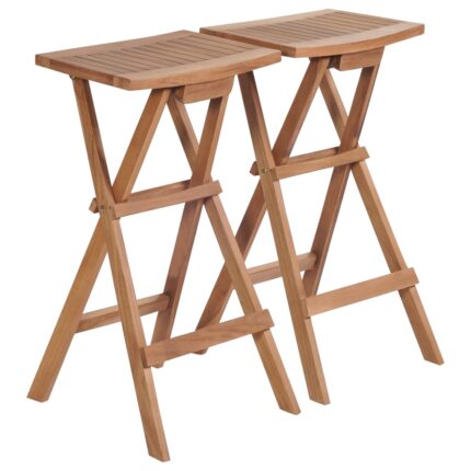 Tabourets de bar pliables lot de 2 Bois de teck massif