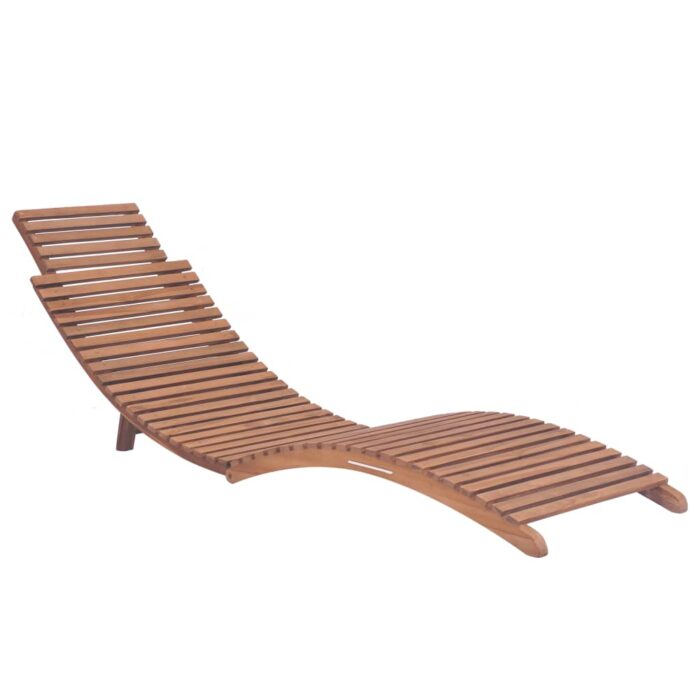 Chaise longue pliable Bois de teck solide – Image 1