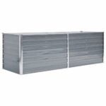 Lit surélevé de jardin Acier galvanisé 240x80x77 cm Gris – Image 2