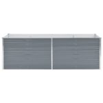 Lit surélevé de jardin Acier galvanisé 240x80x77 cm Gris – Image 3